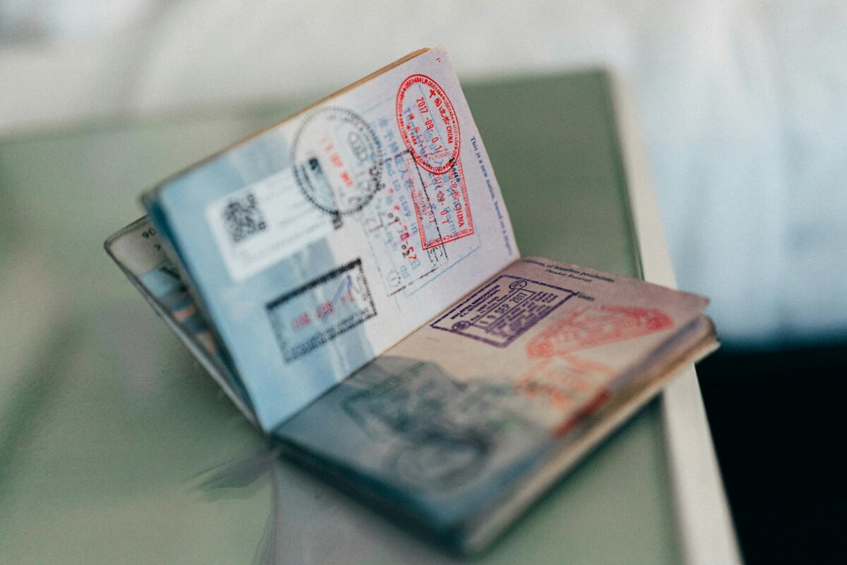 visa page on a passport