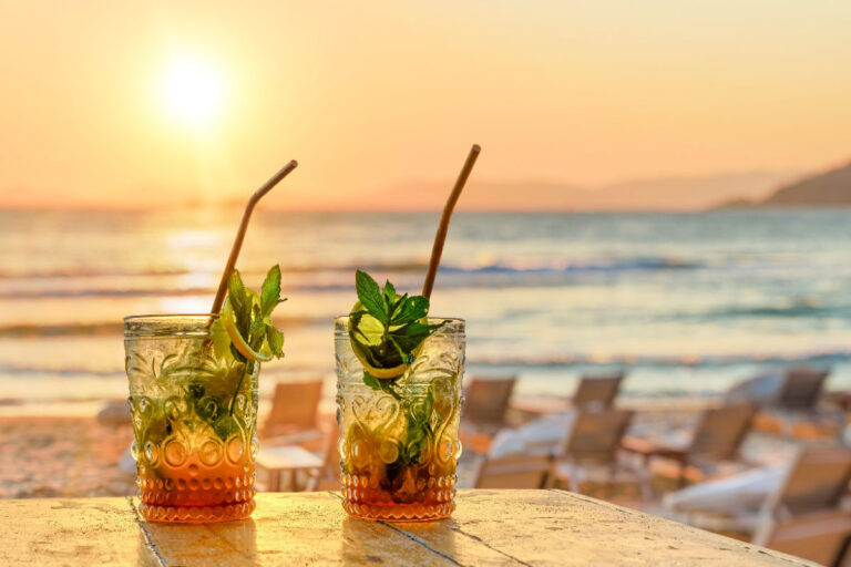 two drinks on the beach